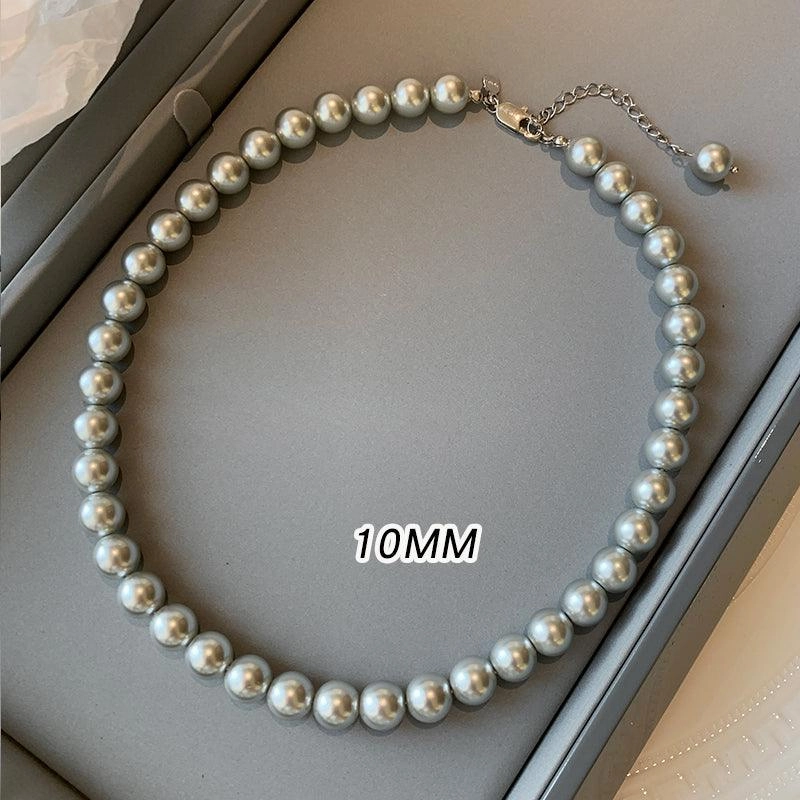 Silver Grey Round Pearl Sweater Chain New Women