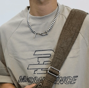 Silver Horseshoe Buckle Cuban Necklace 