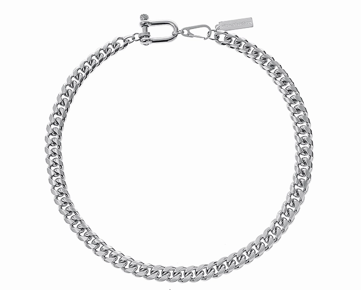 Silver Horseshoe Buckle Cuban Necklace