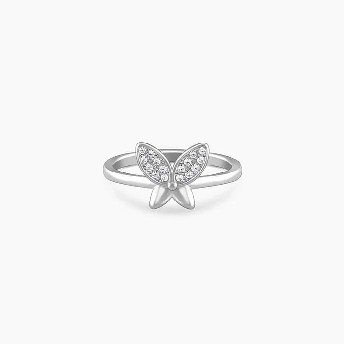 Silver Love Butterfly Ring