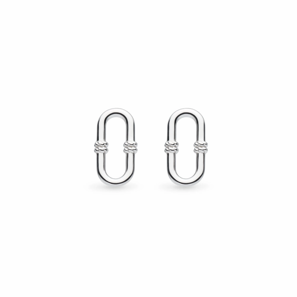Silver Marina Rope Bar Link Stud Earrings texture-silver-ornament  