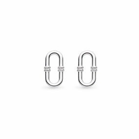 Silver Marina Rope Bar Link Stud Earrings texture-silver-ornament  