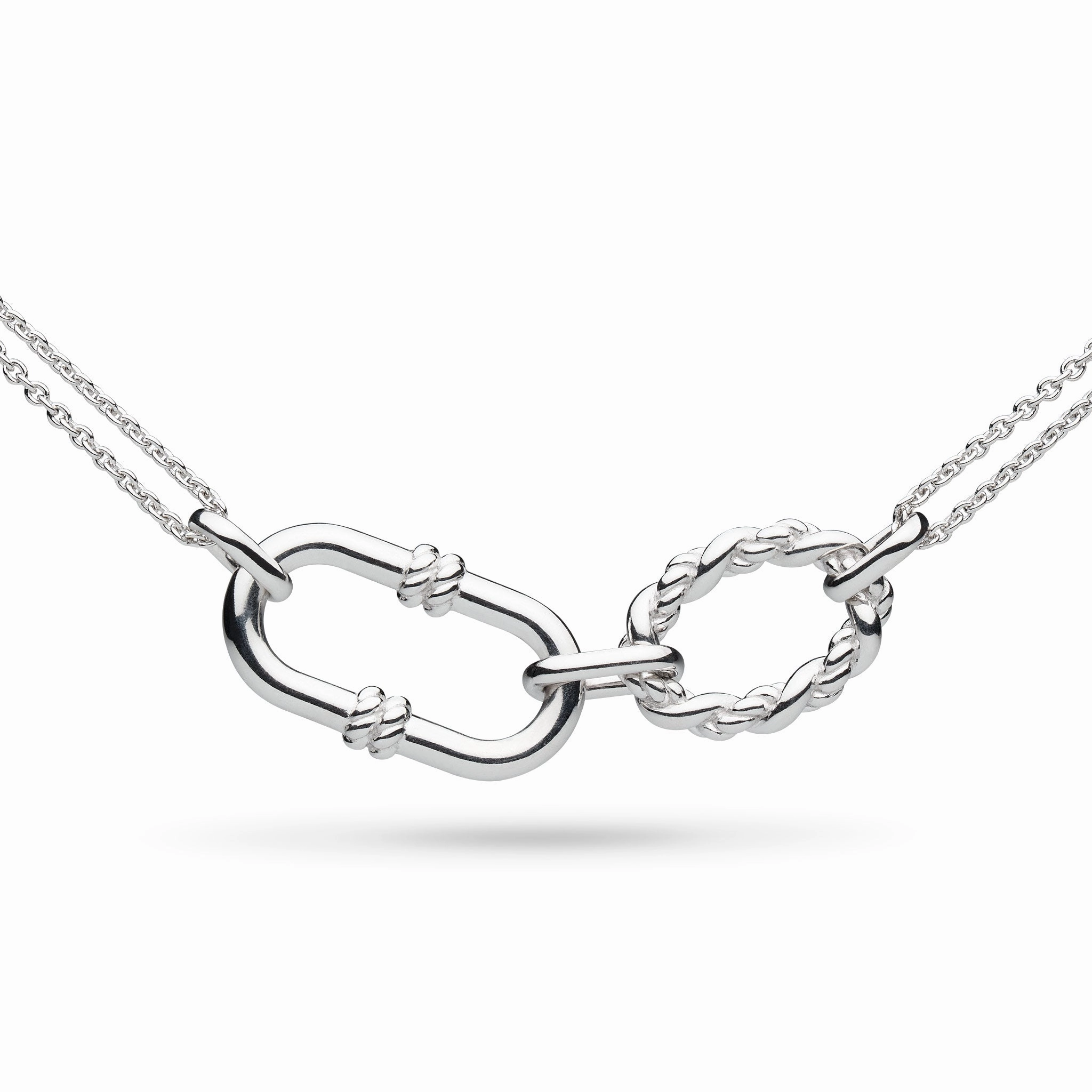 Silver Marina Rope Link Duo Grande Twin Chain 18" Necklet texture-silver-ornament  