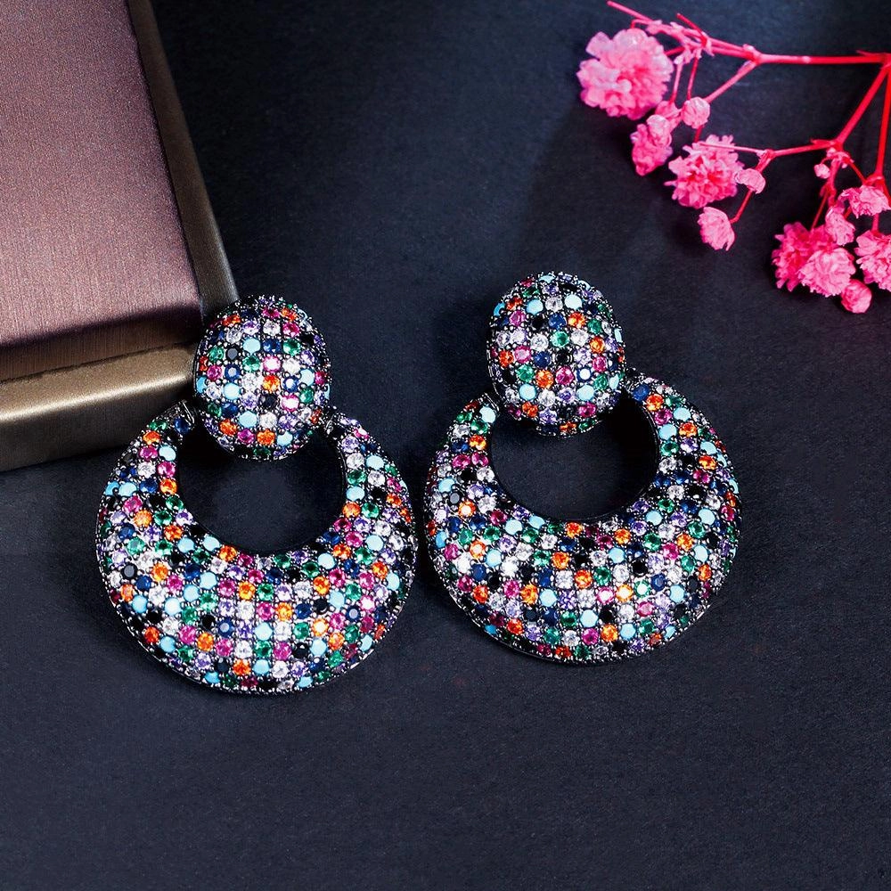 Silver Needle Light Luxury Geometric Zircon High-end Stud Earrings