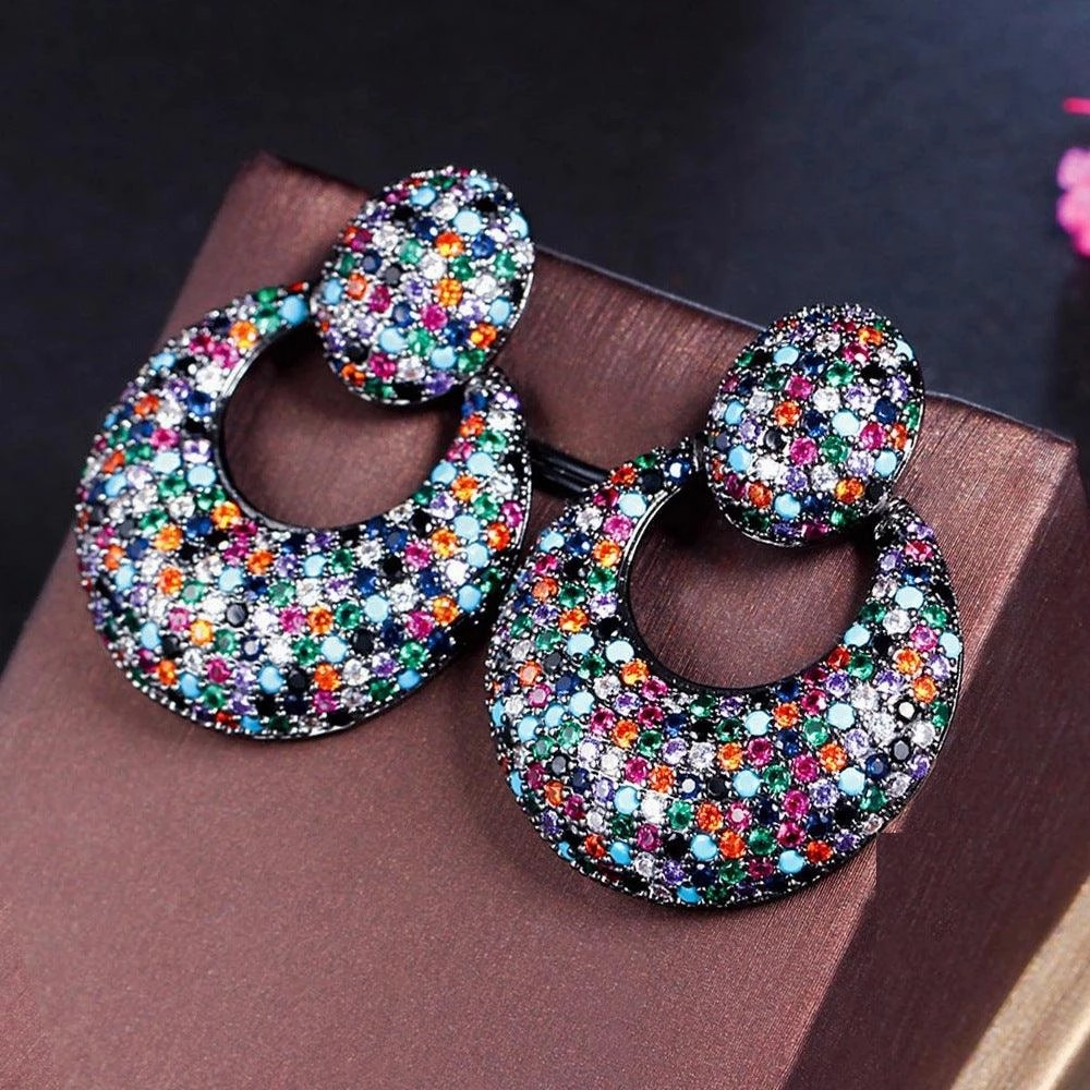 Silver Needle Light Luxury Geometric Zircon High-end Stud Earrings