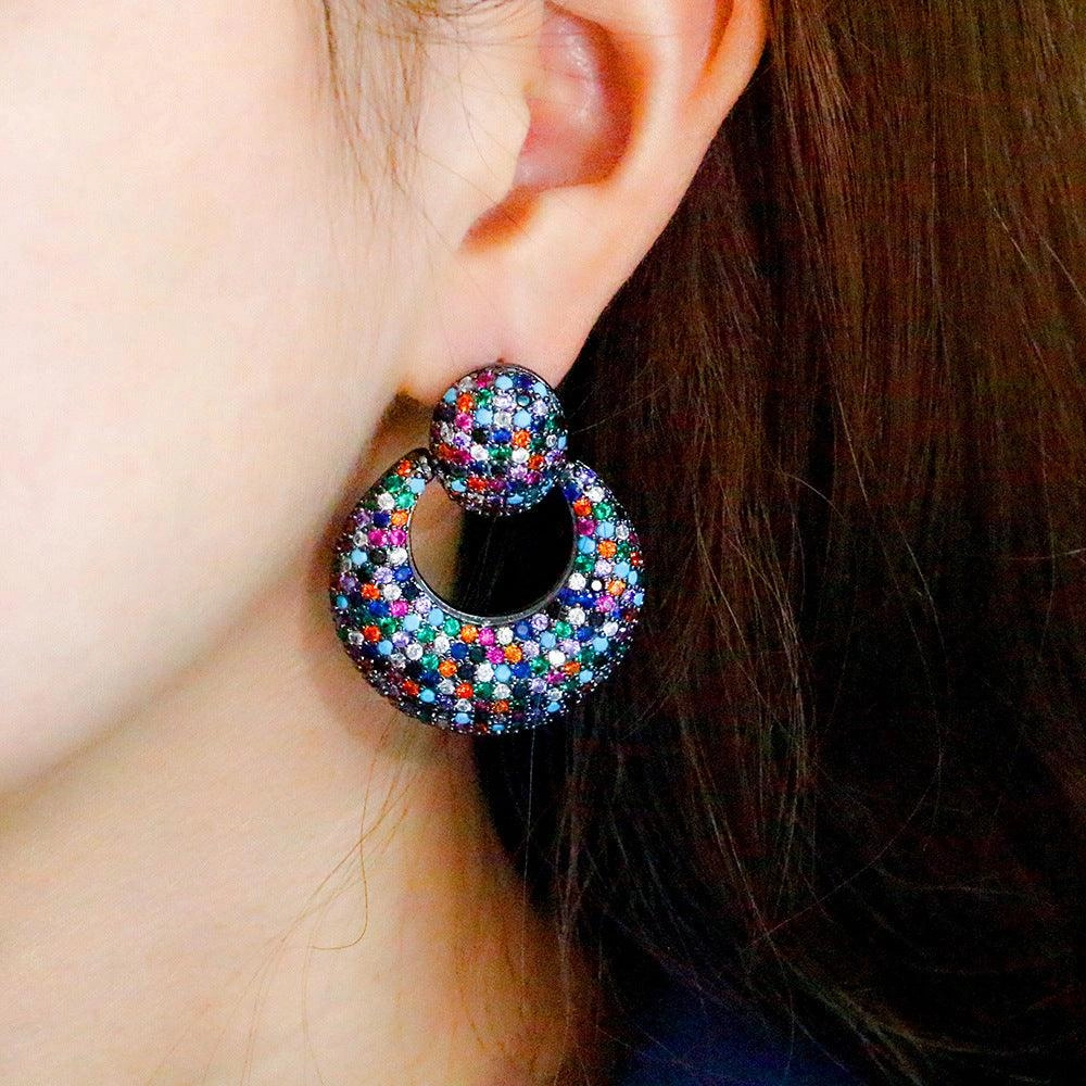 Silver Needle Light Luxury Geometric Zircon High-end Stud Earrings