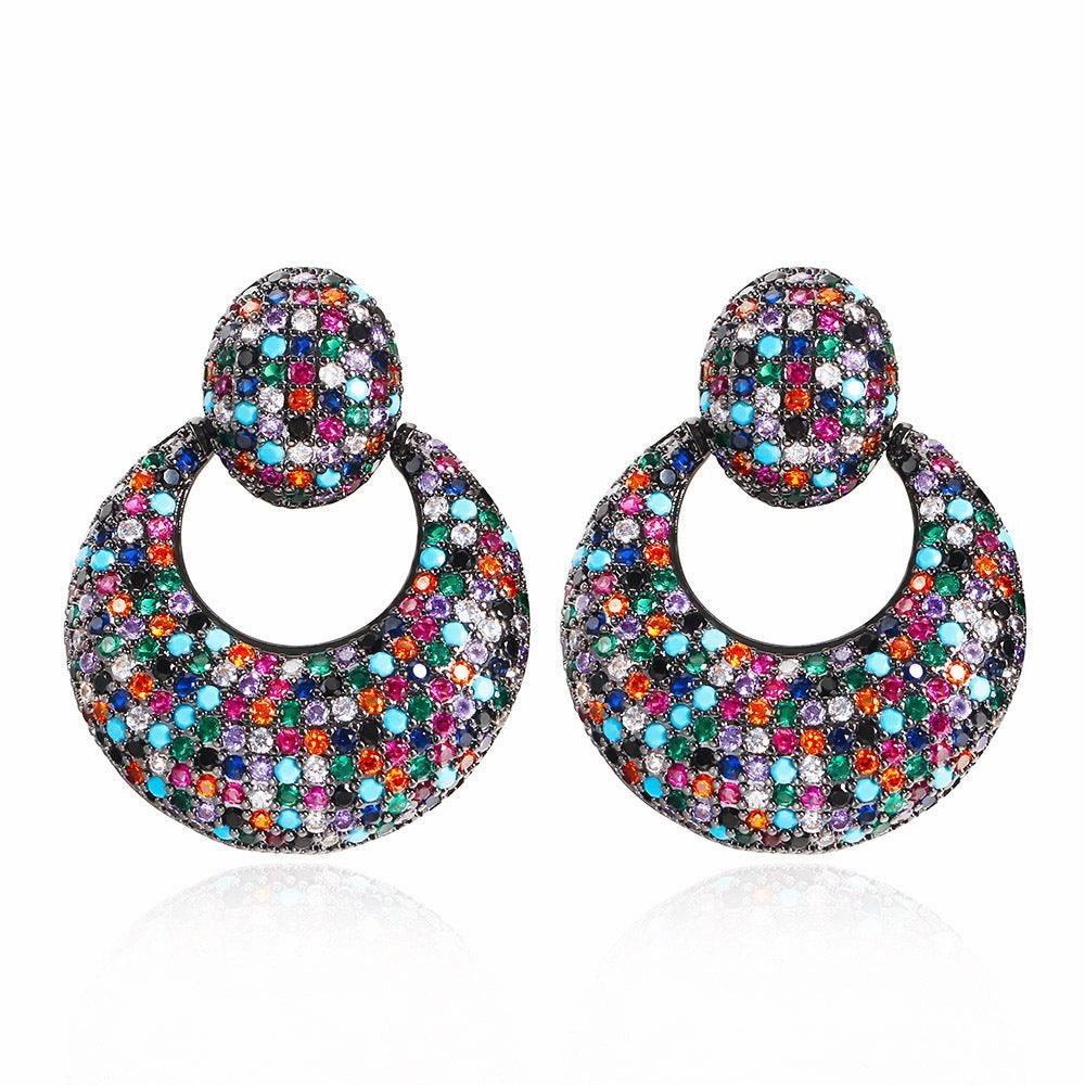 Silver Needle Light Luxury Geometric Zircon High-end Stud Earrings