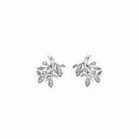Silver Nurture White Topaz Set Stud Earrings texture-silver-ornament  