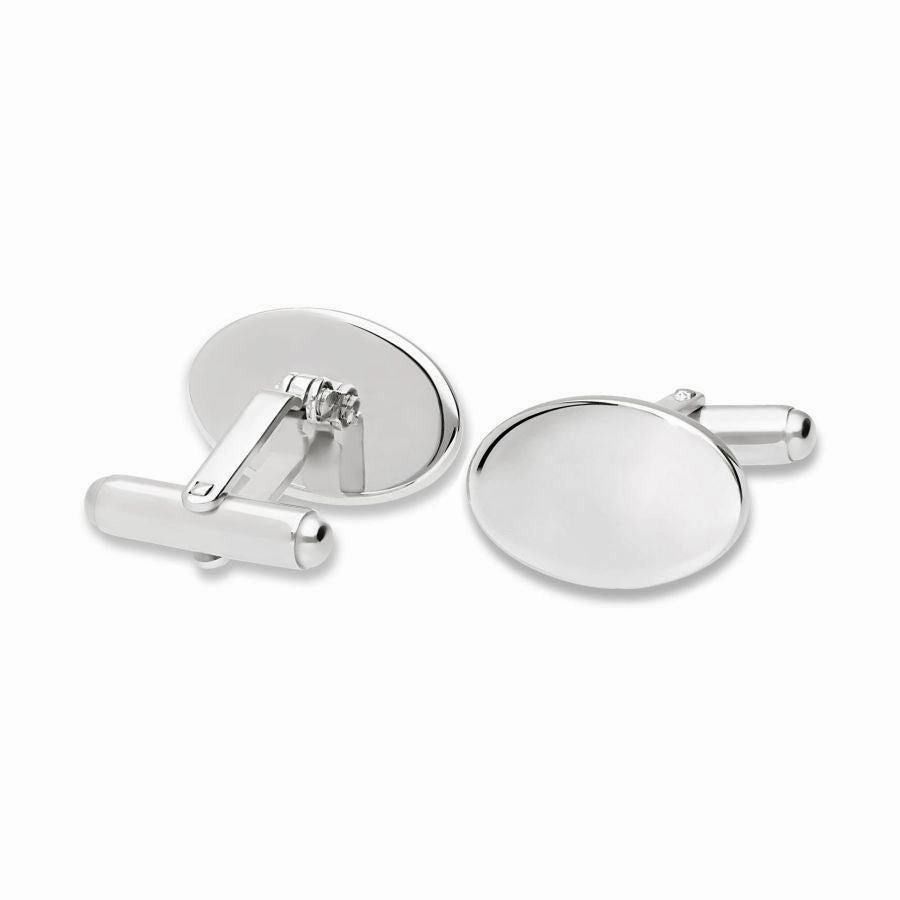 Silver Oval Highly Polished Cufflinks texture-silver-ornament  