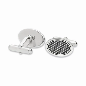 Silver Oval Patterned Cufflinks texture-silver-ornament  