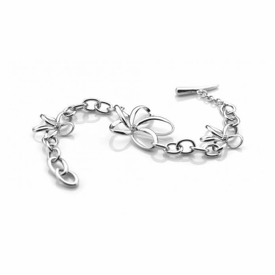 Silver Paradise Open Petal Bracelet texture-diamond  
