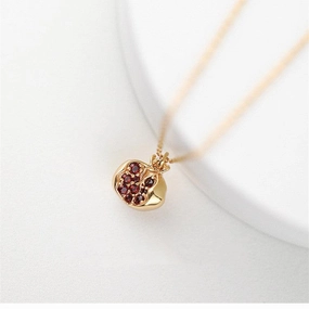 Silver Plated K Gold Pomegranate Necklace Ladies Retro 