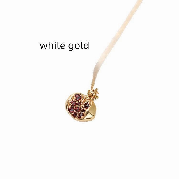 Silver Plated K Gold Pomegranate Necklace Ladies Retro