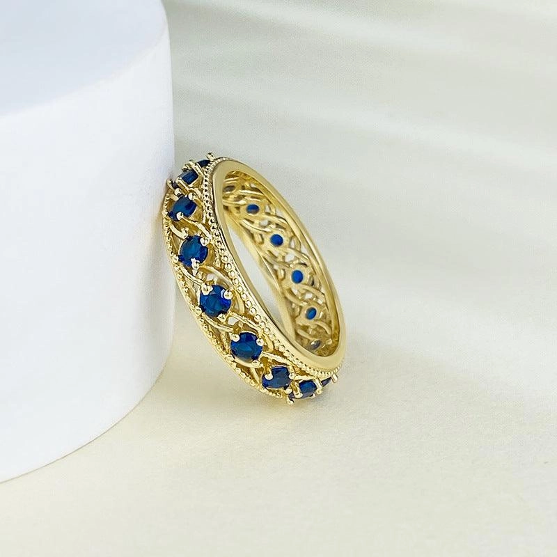 Silver Plated Royal Blue Row Ring