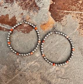 Silver Plated with Orange Hoop Earrings texture-rose-gold  