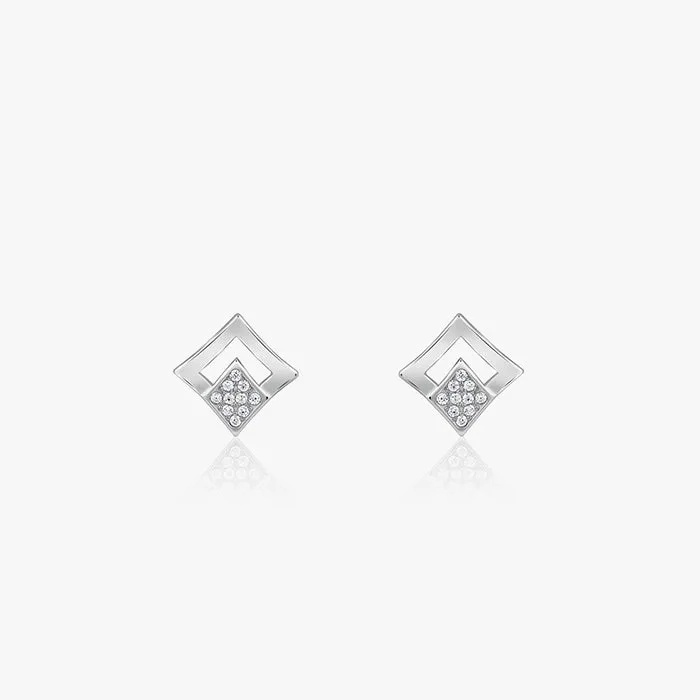 Silver Radiant Rhombus Earrings