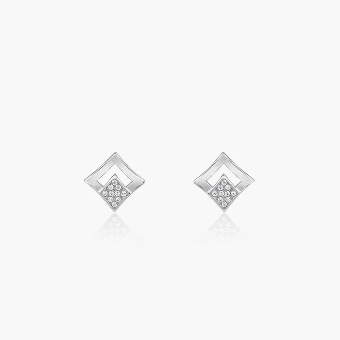 Silver Radiant Rhombus Earrings