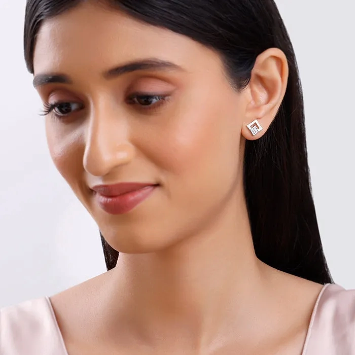 Silver Radiant Rhombus Earrings