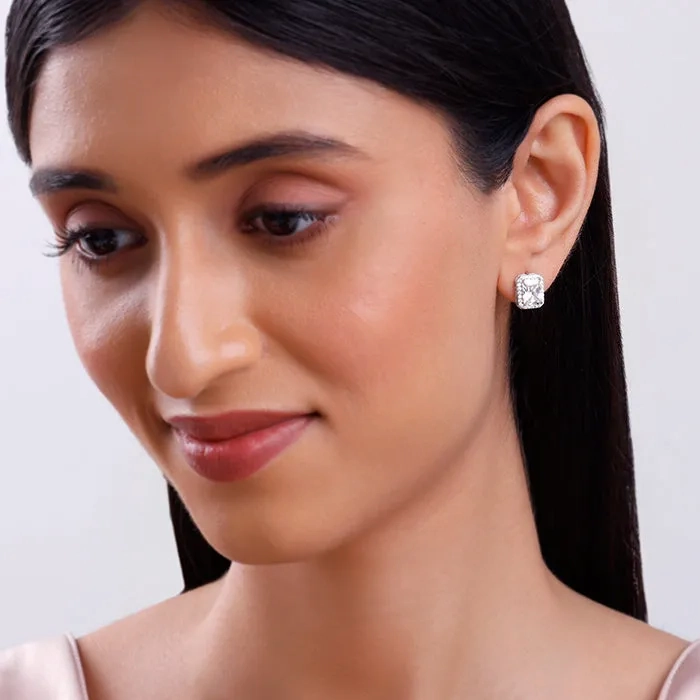 Silver Radiant Square Earrrings