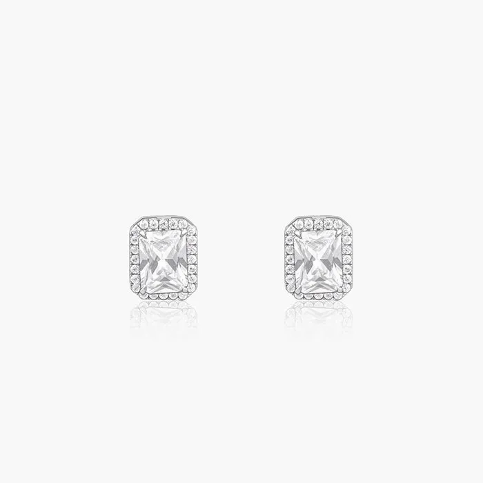 Silver Radiant Square Earrrings