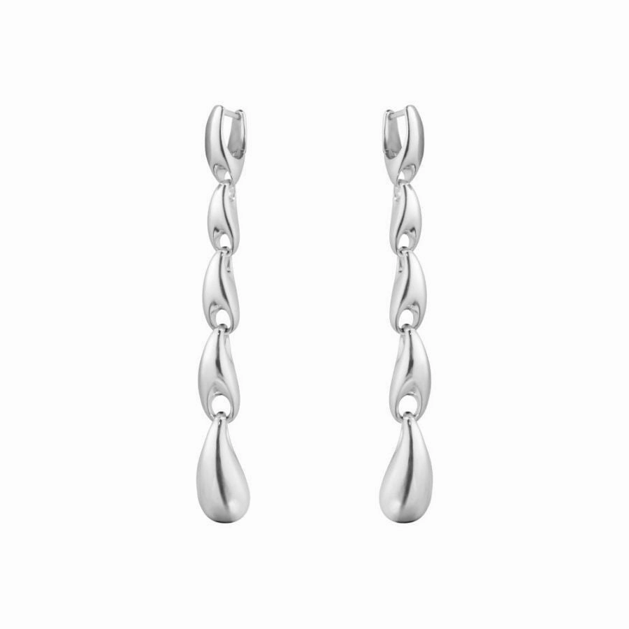 Silver Reflect Long Drop Earrings texture-silver-ornament  