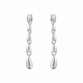 Silver Reflect Long Drop Earrings texture-silver-ornament  