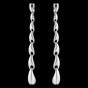 Silver Reflect Long Drop Earrings texture-silver-ornament  