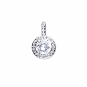 Silver Round Cubic Zirconia Halo Cluster Pendant texture-silver-ornament  