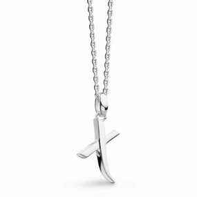 Silver Signature Skript Capital X 18" Necklace texture-silver-ornament  