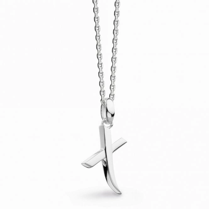 Silver Signature Skript Capital X 18" Necklace texture-silver-ornament  