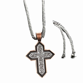 Silver Strike Cross   Necklace texture-rose-gold  