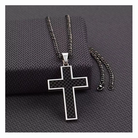 Silver Strike Cross Necklace texture-rose-gold  