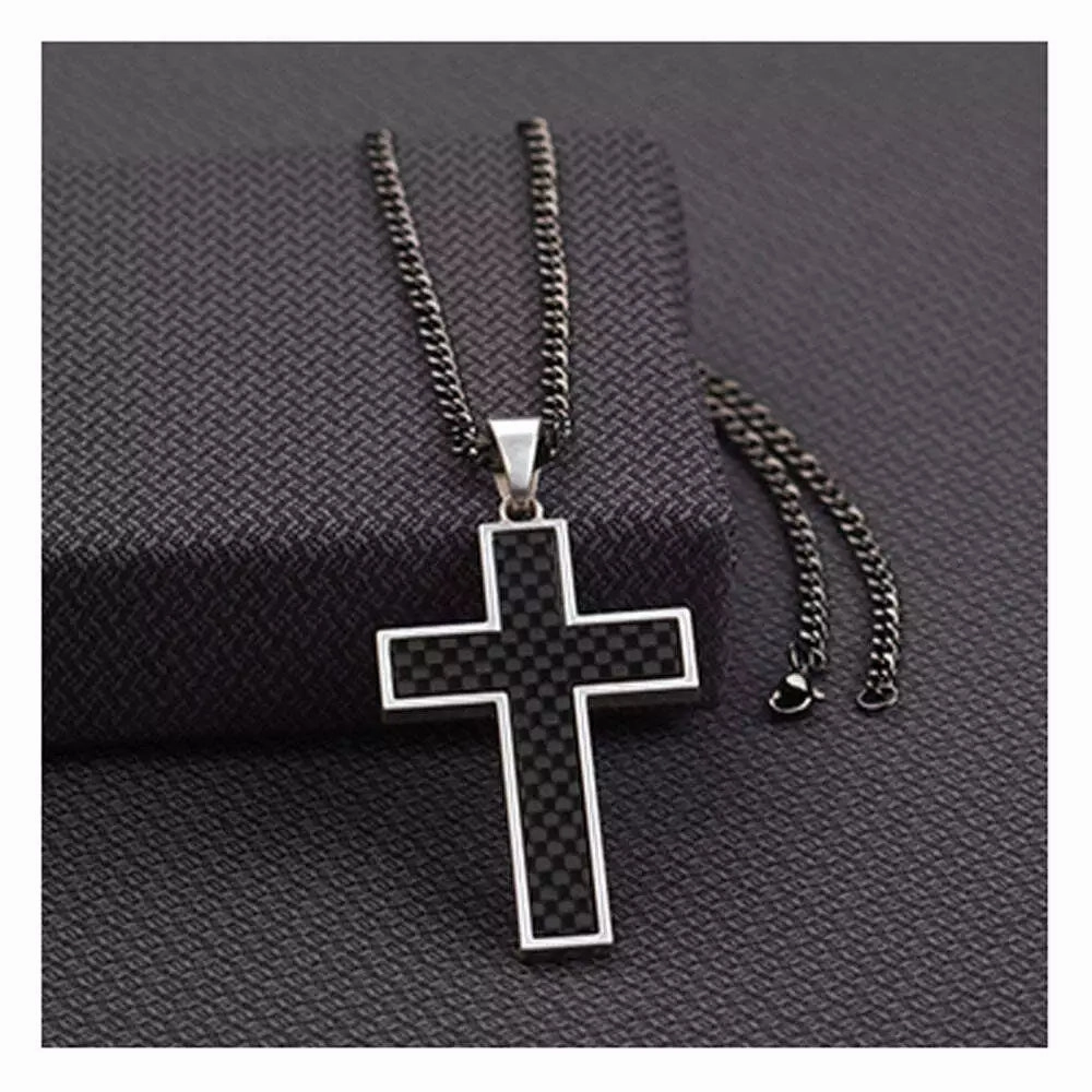 Silver Strike Cross Necklace texture-rose-gold  