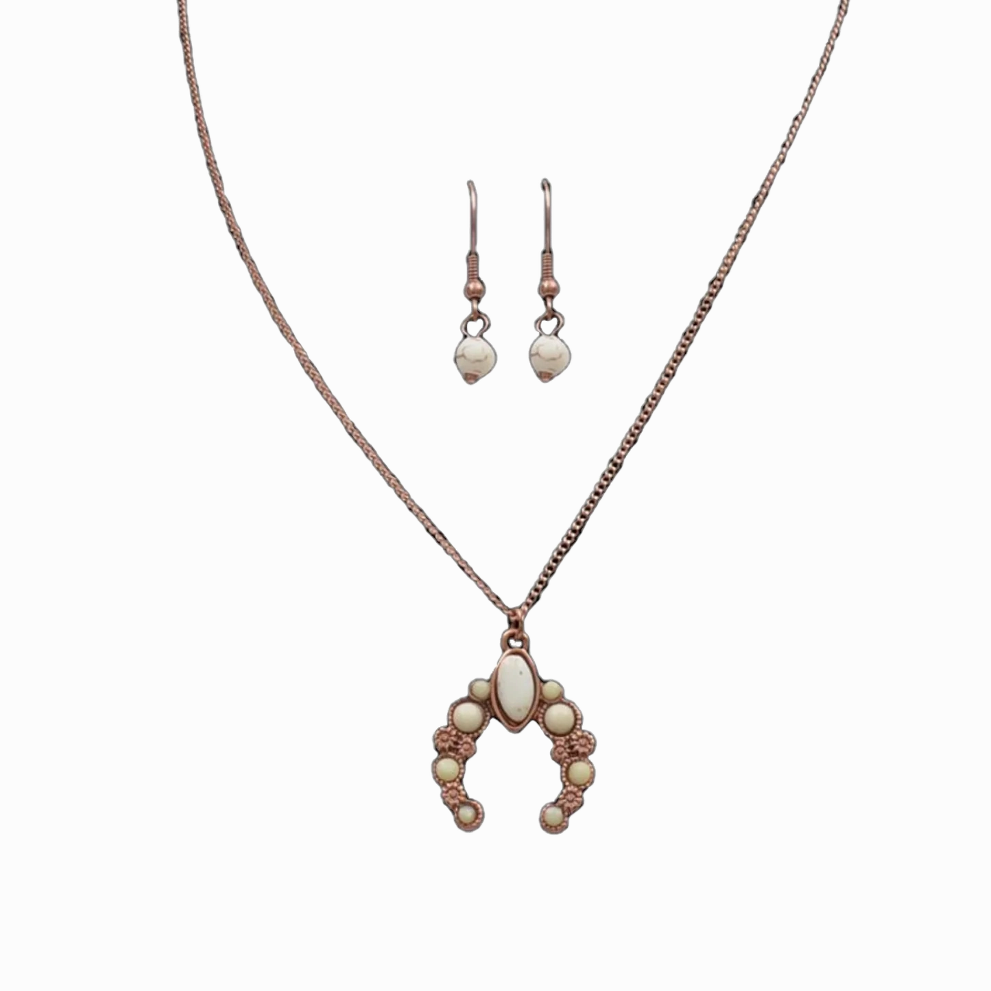 Silver Strike White Squash Necklace Set texture-rose-gold  
