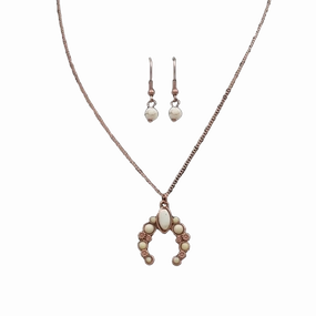 Silver Strike White Squash Necklace Set texture-rose-gold  