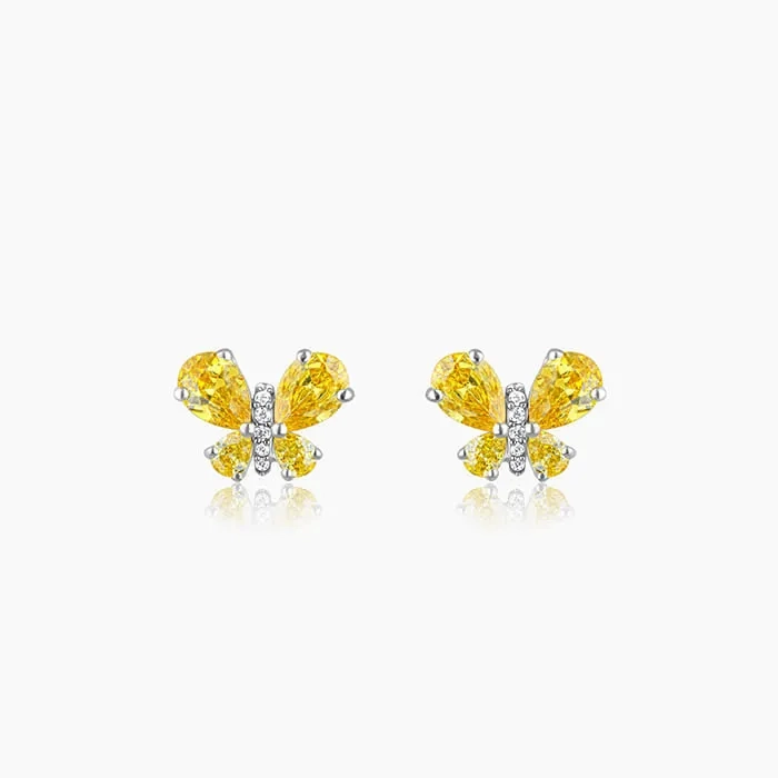 Silver Winged Bling Earrings