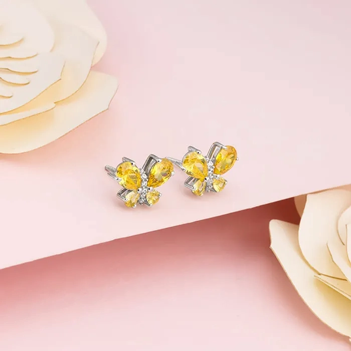 Silver Winged Bling Earrings