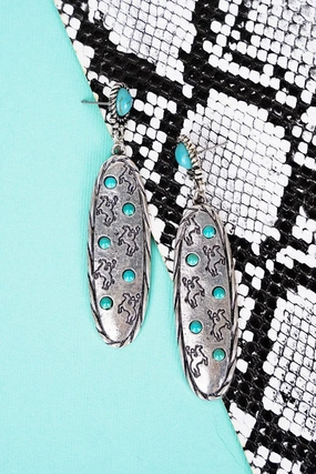 Silvertone and Turquoise Bronco Ridge Earrings texture-rose-gold  