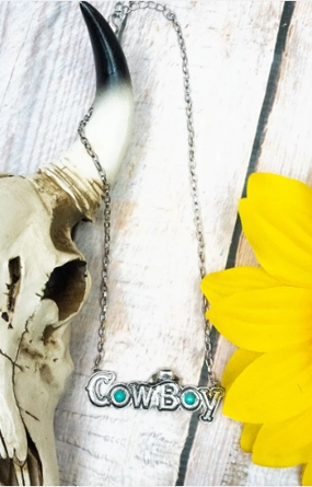 SILVERTONE WITH TURQUOISE 'COWBOY' NECKLACE texture-rose-gold  