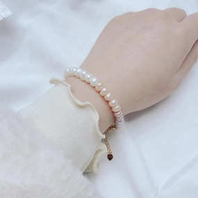 Simple 14K Gold-plated Freshwater Pearl Gradient Bracelet 
