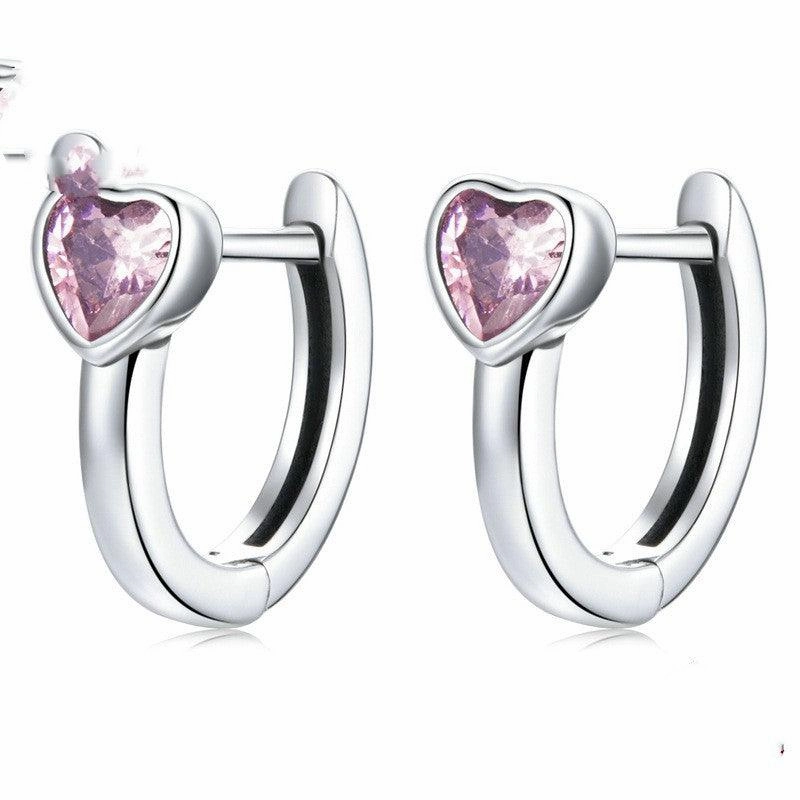 Simple And Fashionable Heart Shaped Zircon Earrings