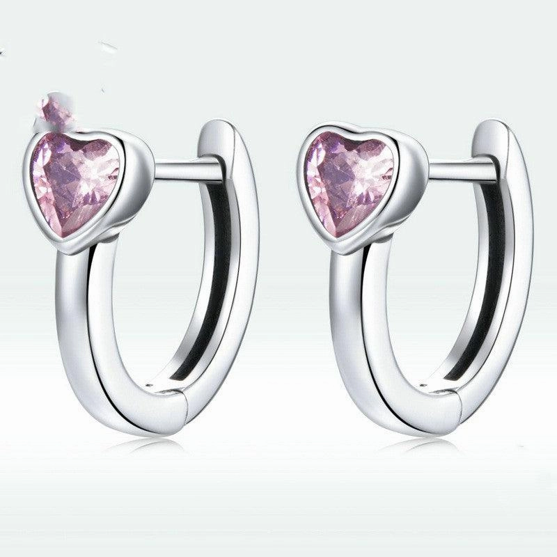 Simple And Fashionable Heart Shaped Zircon Earrings