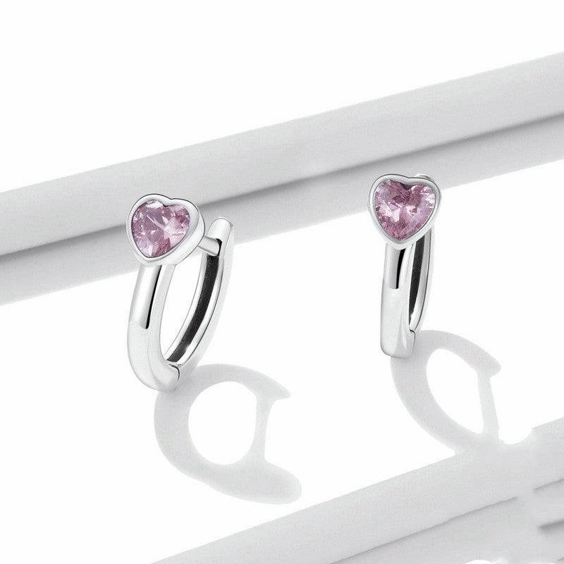 Simple And Fashionable Heart Shaped Zircon Earrings