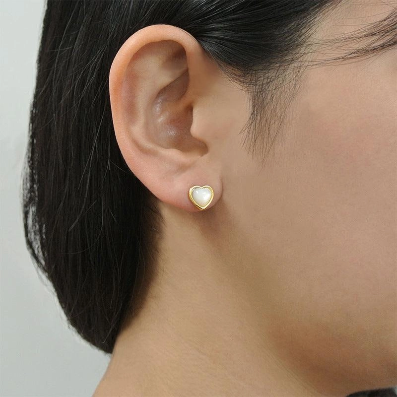 Simple Heart Shaped Pearl Earrings
