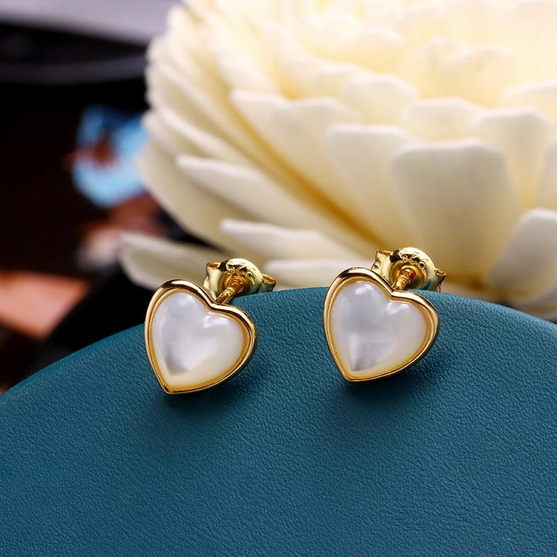 Simple Heart Shaped Pearl Earrings