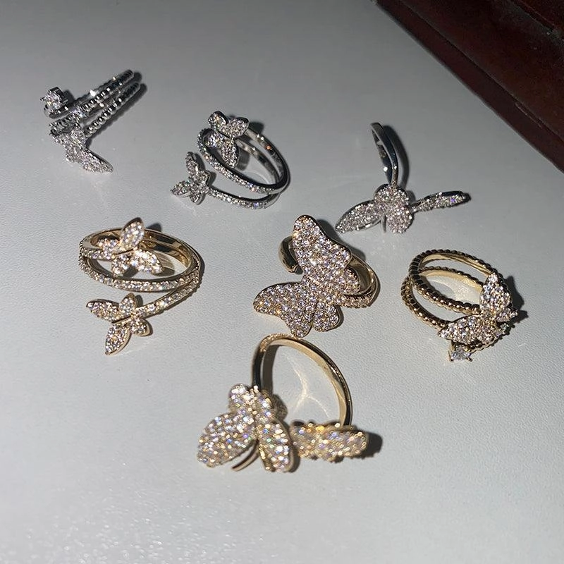 Simple Opening Adjustable Delicate Net Red Butterfly Ring
