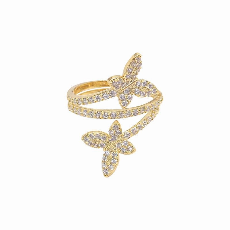 Simple Opening Adjustable Delicate Net Red Butterfly Ring