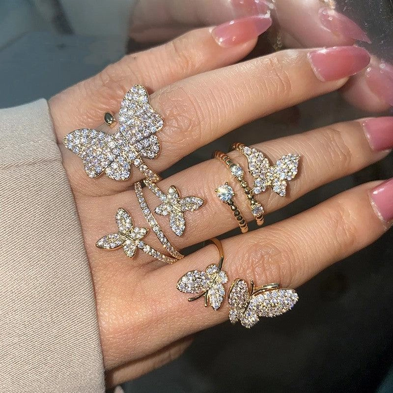 Simple Opening Adjustable Delicate Net Red Butterfly Ring 