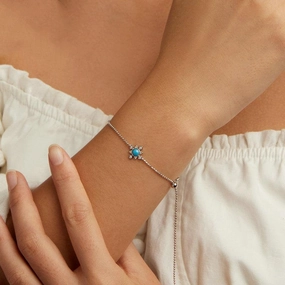 Simple Platinum Plated Round Bead Bracelet 