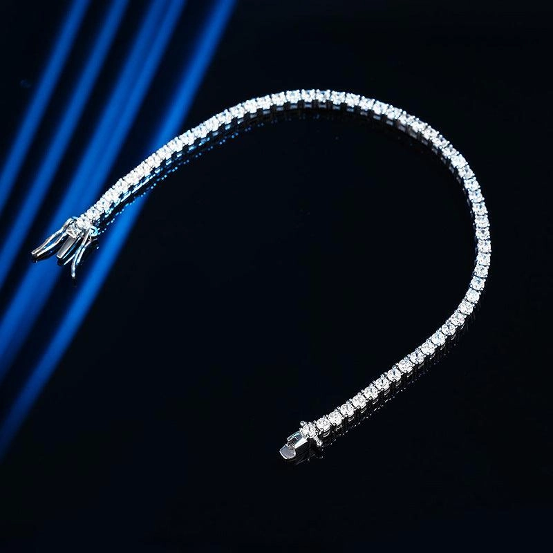 Simple Sterling Silver Bracelet Full Of Diamond Girl Girlfriends Birthday Gift